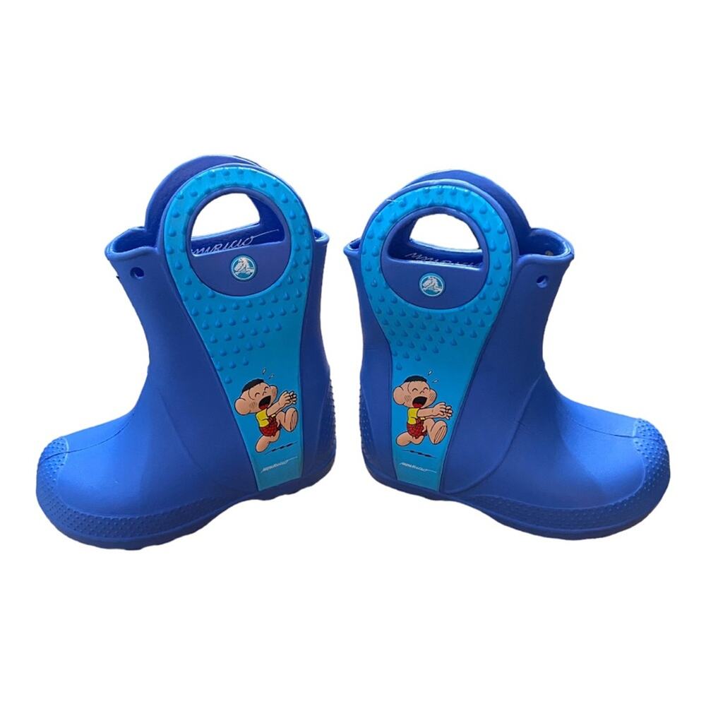 Crocs Cascao Rain Boots Kids C8 Blue Mauricio de Sousa Turma da Monica Rare